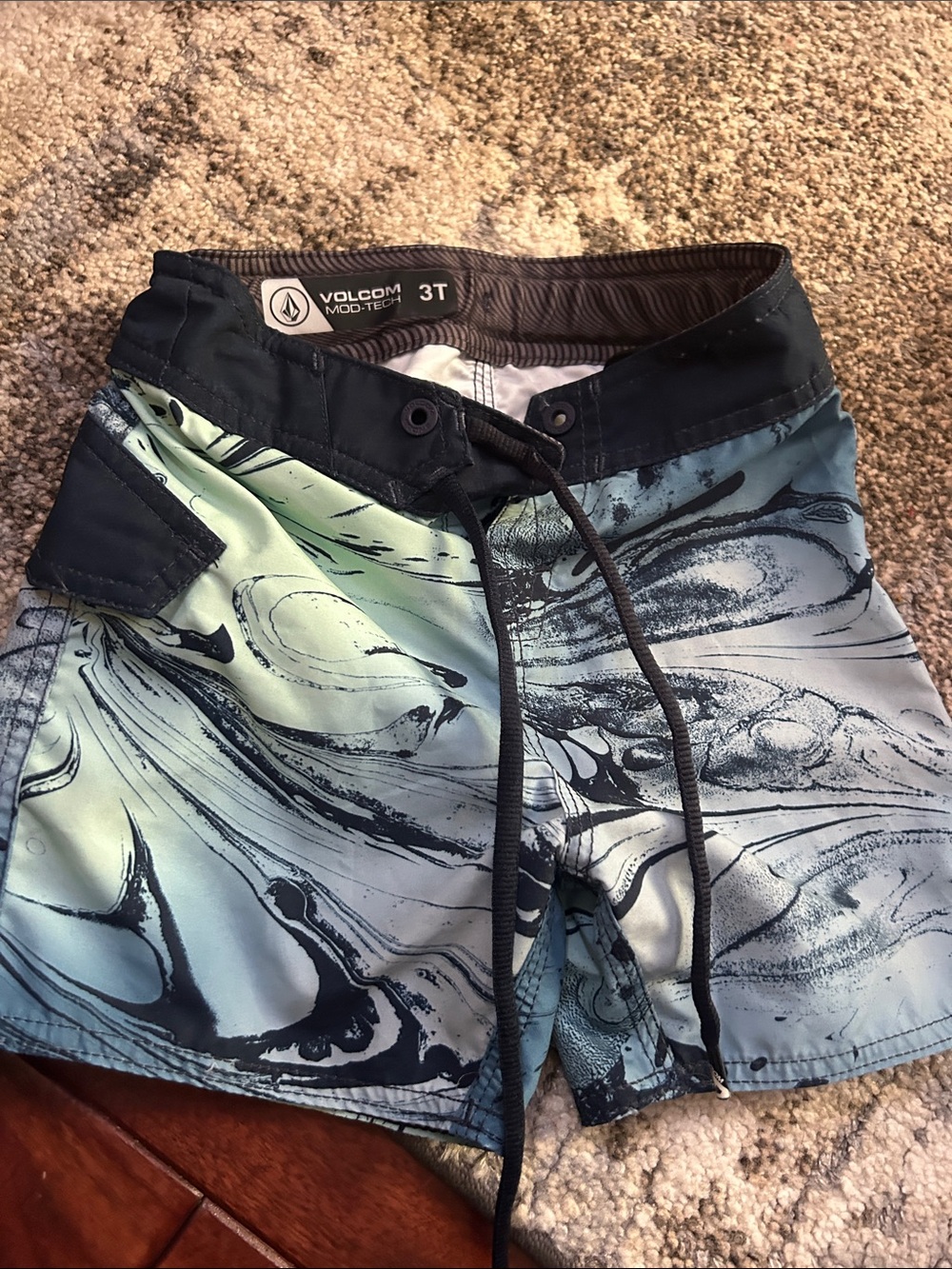 Volcom Boys' Blue Teal Swirl Board Shorts